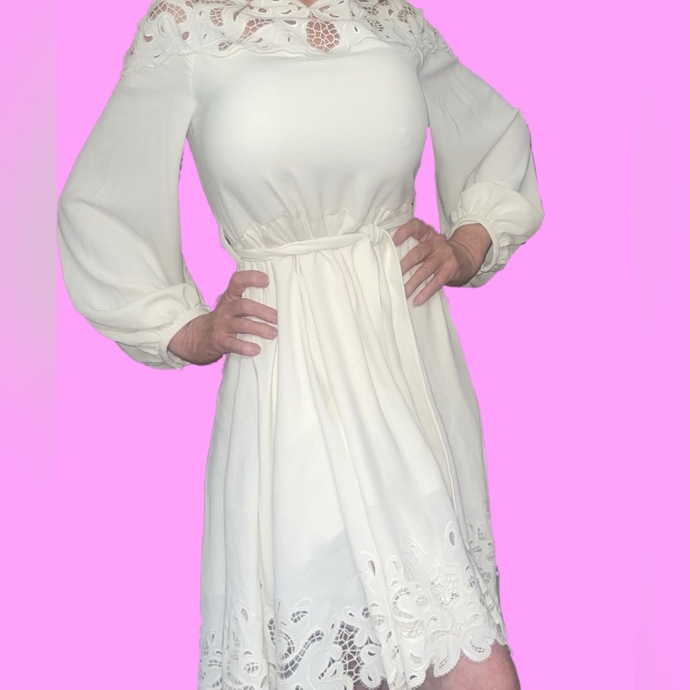 NWT๐#172-Jonathan Simkhai, Avra paisley-embroidered trim belted mini dress S 6 - Picture 8 of 13
